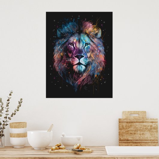 Lion Nebular - Graffiti Neon Ink Splash Poster (Keuken)