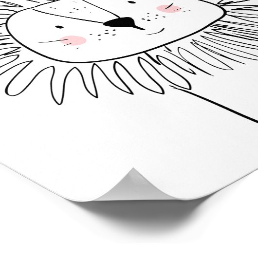 Lion Nursery Print Black en white modern zoo (Hoek)