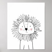 Lion Nursery Print Black en white modern zoo (Voorkant)