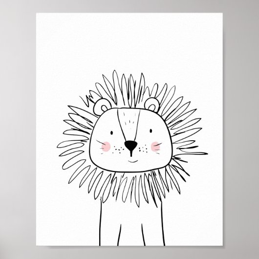 Lion Nursery Print Black en white modern zoo (Voorkant)