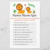 Lion Nursery Rhyme Quiz baby shower game (Voorkant)