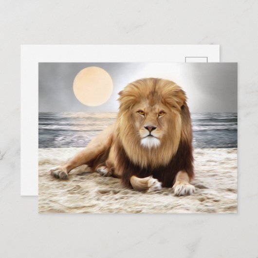 Lion Ocean Photo Paint Briefkaart (Voorkant / Achterkant)