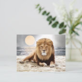 Lion Ocean Photo Paint Briefkaart (Staand voorkant)
