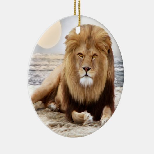 Lion Ocean Photo Paint Keramisch Ornament (Rechts)