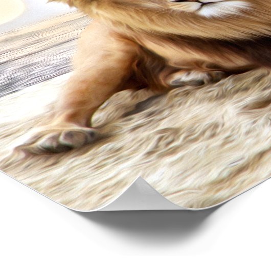 Lion Ocean Photo Paint Poster (Hoek)