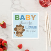 Lion Oerwoud Animal Baby Boy Shower Blue Servetten (Insitu)