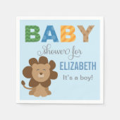 Lion Oerwoud Animal Baby Boy Shower Blue Servetten (Voorkant)