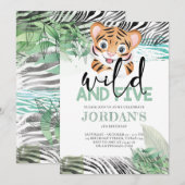 Lion Oerwoud Cute 5th Birthday Invitation Kaart (Voorkant / Achterkant)