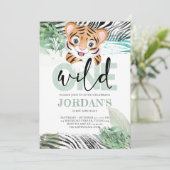 Lion Oerwoud Cute First Birthday Kaart (Staand voorkant)