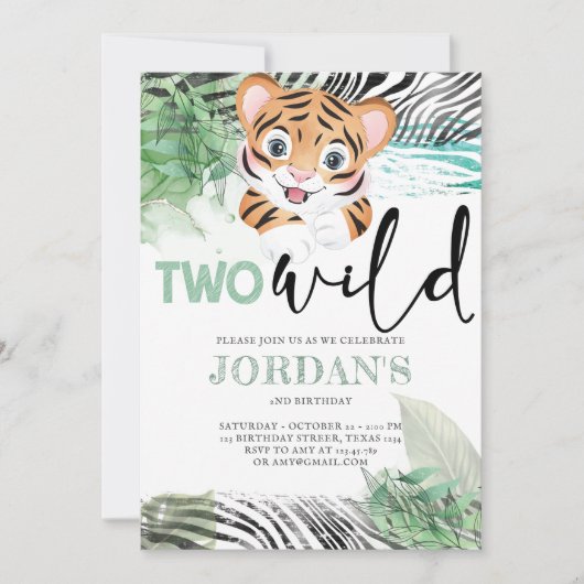 Lion Oerwoud Cute Second Birthday Invitation Kaart (Voorkant)