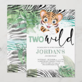 Lion Oerwoud Cute Second Birthday Invitation Kaart (Voorkant / Achterkant)