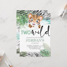 Lion Oerwoud Cute Second Birthday Invitation Kaart