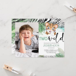 Lion Oerwoud Cute Second Birthday Photo Invitation Kaart