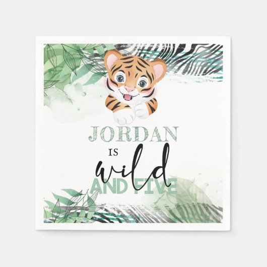 Lion Oerwoud Personalized 5th Birthday Napkins Servet (Voorkant)