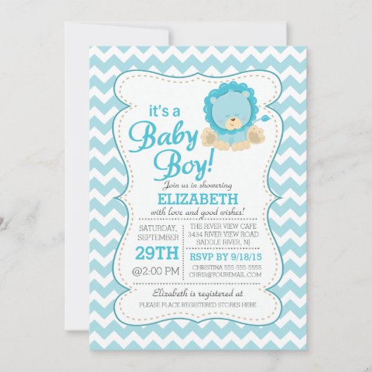 Lion Oerwoud Safari Baby shower Uitnodiging (Voorkant)