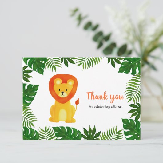 Lion Oerwoud Safari Dier | Baby shower Dank u Kaart (Staand voorkant)