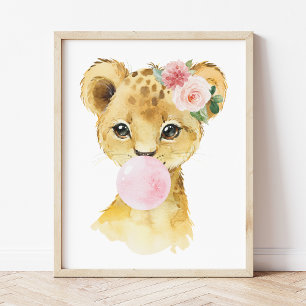 Lion, Oerwoud Safari, Roze bruin, Meissery Foto Afdruk