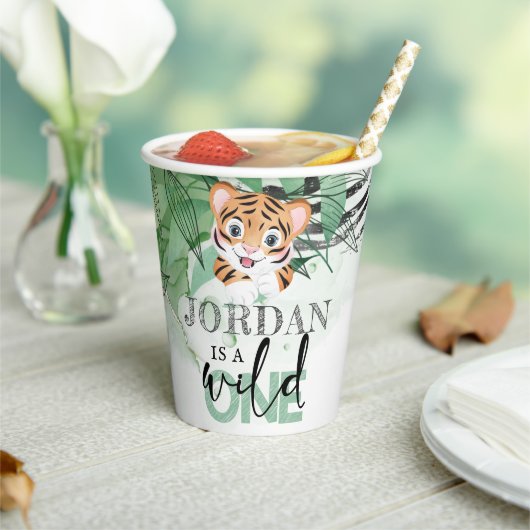 Lion Oerwoud Wild First Birthday Personalized Papieren Bekers (Insitu)