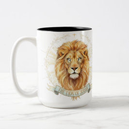 Lion of Judah Biblical Watercolor Two-Tone Mug Tweekleurige Koffiemok