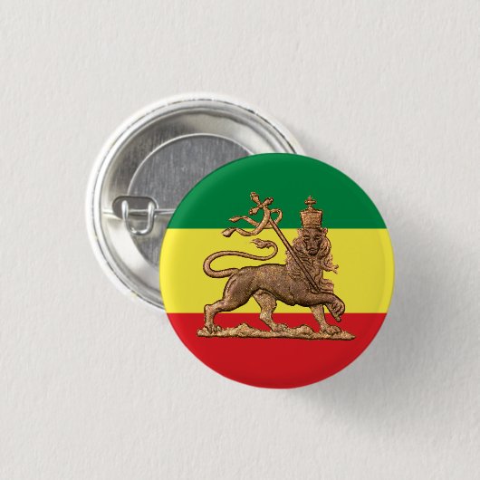 Lion of Judah - Haile Selassie - Rastafari Button (Voorkant /achterkant)