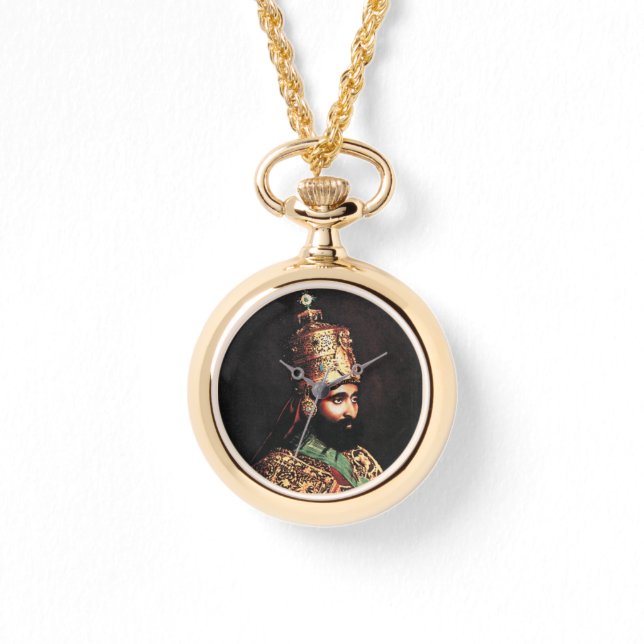 Lion of Judah Haile Selassie Rastafari Gold Watch  Horloge (Voorkant)
