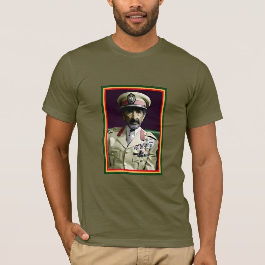 Lion of Judah Jah Army INI Haile Selassie Rasta T-shirt (Voorkant)
