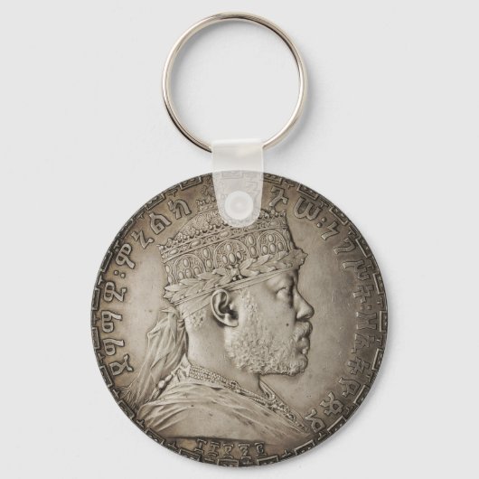 Lion of Judah Jah Army Menelik II Rasta Roots Sleutelhanger (Voorkant)