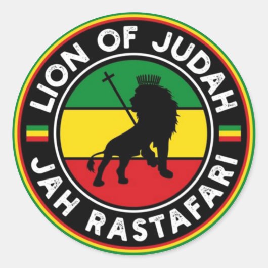 Lion of Judah Jah Rastafari Rasta Reggae Roots Ronde Sticker (Voorkant)