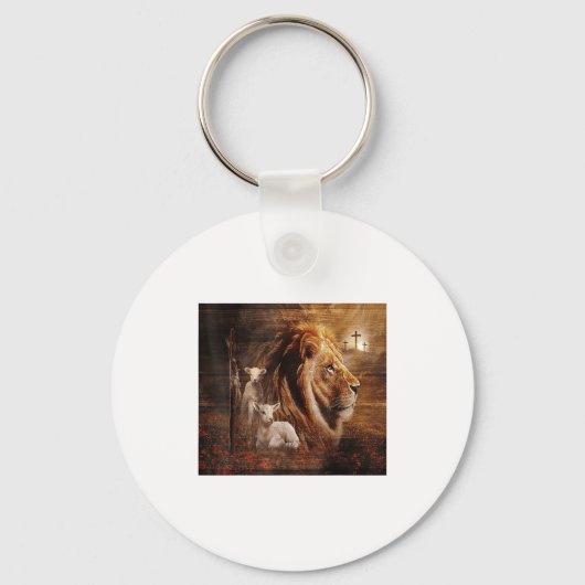 Lion Of Judah Lamb God Cross Jesus Light God  Sleutelhanger (Voorkant)