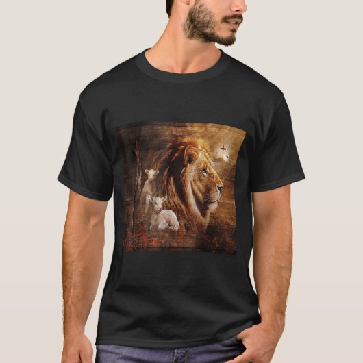 Lion Of Judah Lamb God Cross Jesus Light God  T-shirt (Voorkant)