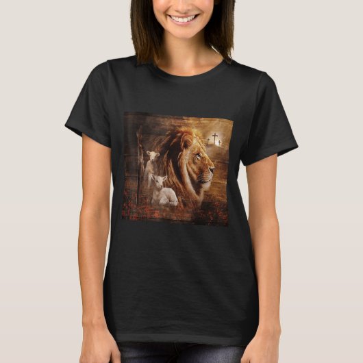 Lion Of Judah Lamb God Cross Jesus Light God T-shirt (Voorkant)