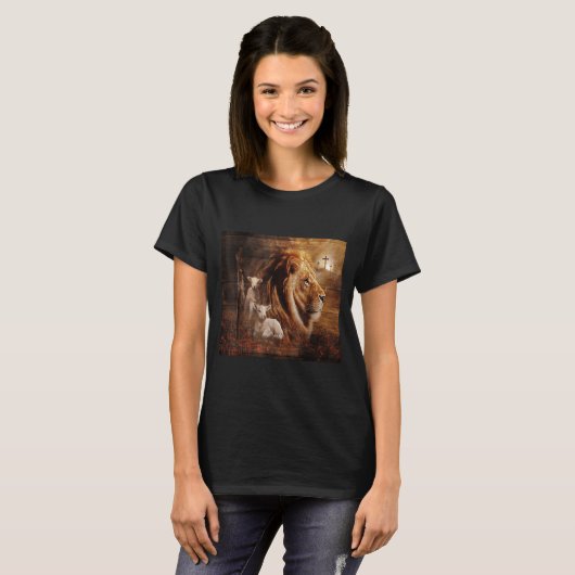 Lion Of Judah Lamb God Cross Jesus Light God T-shirt (Voorkant volledig)