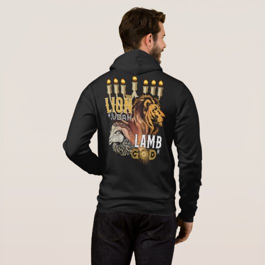 Lion of Judah Lamb of God Full Zip Mannen Hoodie (Achterkant volledig)