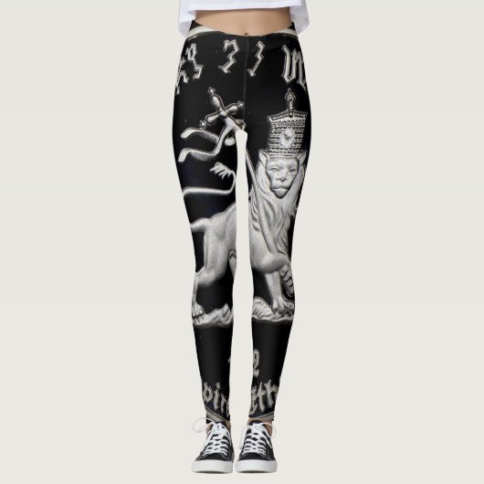 Lion of Judah - Rasta Silver - Power Yoga Leggings (Voorkant)
