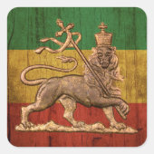 Lion of Judah - Rastafara - Reggae Rasta Roots Vierkante Sticker (Voorkant)