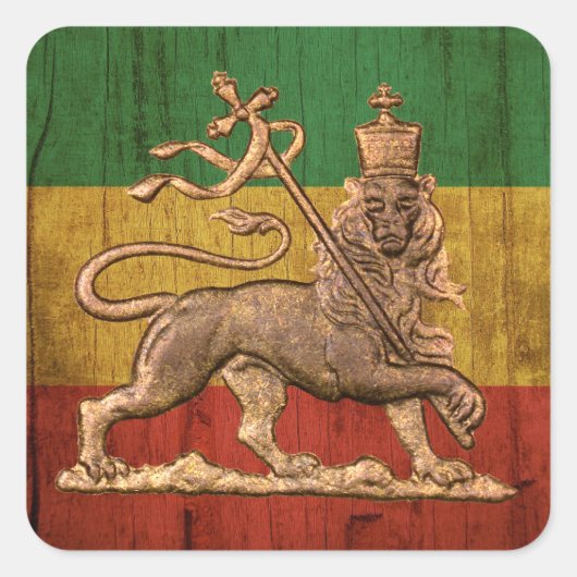 Lion of Judah - Rastafara - Reggae Rasta Roots Vierkante Sticker (Voorkant)
