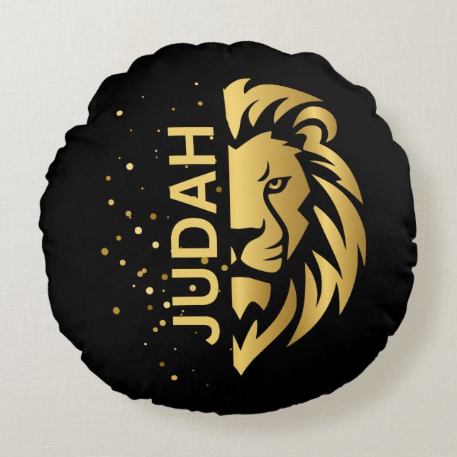 Lion of Judah Rond Kussen (Voorkant)