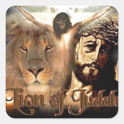 Lion of Judah Vierkante Sticker (Voorkant)
