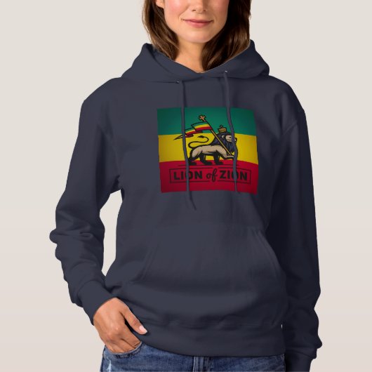 Lion of Zion - Haile Selassie - Judah Queen Hoodie (Voorkant)
