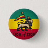 Lion of Zion - Haile Selassie - Rastafari Button (Voorkant)