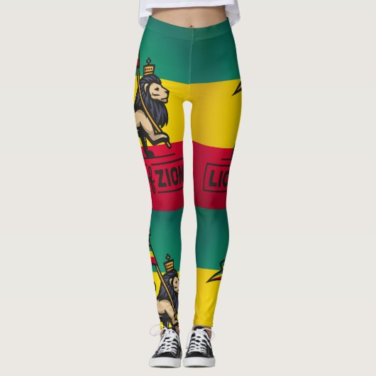 Lion of Zion - Rastafari - Power Yoga Leggings (Voorkant)