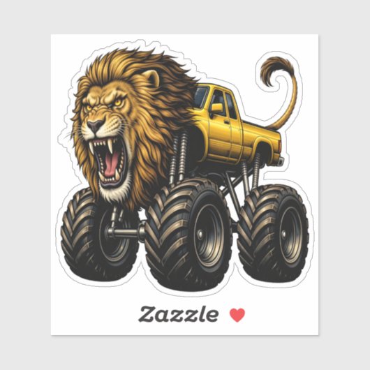 Lion Off Road Monster Truck Sticker (Vel)