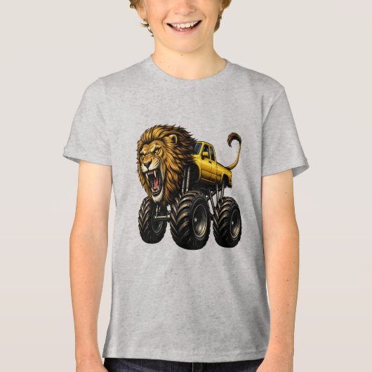 Lion Off Road Monster Truck Tri-Blend Shirt (Voorkant)