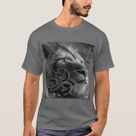 Lion olie Zwart Lyon design gr T-shirt (Voorkant)
