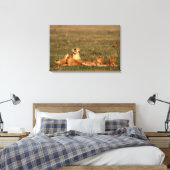 Lion op een savanne canvas afdruk (Insitu (Slaapkamer))
