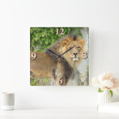 Lion op Maasai Mara 2 Vierkante Klok (Huis)