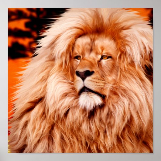 Lion Oranje African Sky Foto Paint Poster (Voorkant)