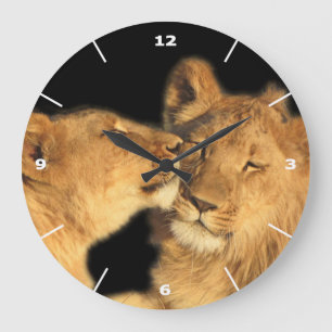 Lion Paar Wall Clock (met witte wijzerplaat) Grote Klok