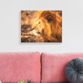 Lion Painting Golden King Art Canvas Afdruk (Insitu (Woonkamer))