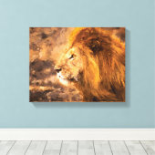 Lion Painting Golden King Art Canvas Afdruk (Insitu (Houten vloer))
